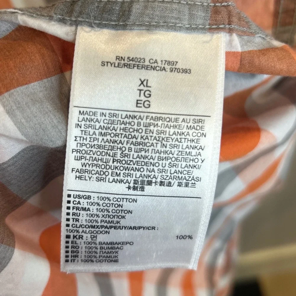 Banana Republic Tailored Slim Fit Plaid Button‎ Down Shirt Mens XL Orange